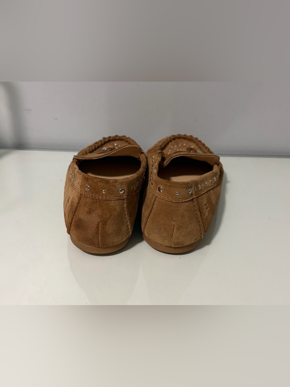 Frye Brown Suede Studded Tassel Moccasins - Picture 5 of 6